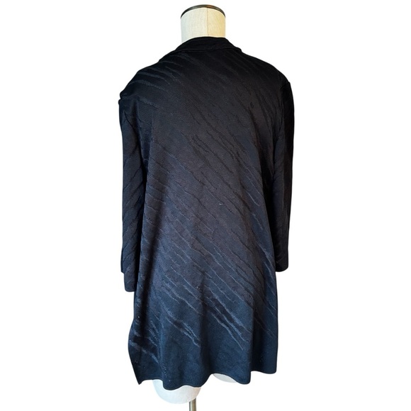 Ming Wang Open Front Lightweight Black Textured Mid Length Cardigan Size M - Picture 2 of 11